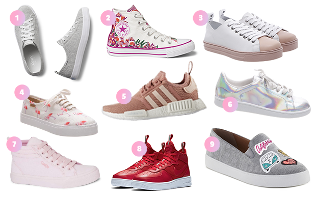 1- Keds (R$ 169,90*); 2- Converse (R$ 219,90*); 3- Fiever (R$ 298*); 4- Anacapri (R$ 159,90*); 6- Adidas Originals (R$ 699,99*); 7- CAPRICHO para Sugar Shoes (R$ 169,90* – preço médio); 8- Nike (R$ 499,90*); 9- Santa Lolla (R$ 199,90*).