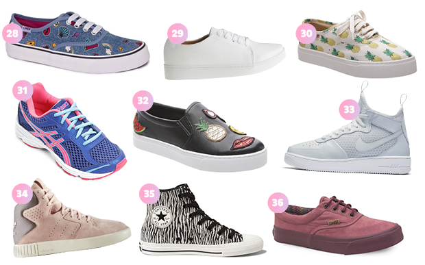 28- CAPRICHO para Sugar Shoes (R$ 129,90* - preço médio); 29- Vizzano (R$ 109,99*); 30- Anacapri (R$ 159,90*); 31- Asics na Netshoes (R$ 179,90*); 32- Arezzo (R$ 259,90*); 33- Nike (R$ 499,90*); 34- Adidas Originals (R$ 429,99*); 35- Converse (R$ 229,90*); 36- CAPRICHO para Sugar Shoes (R$ 149,90*). 