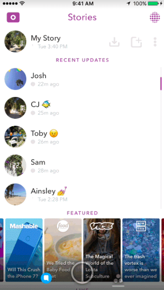 snapchat-stories Reprodução/Mashable