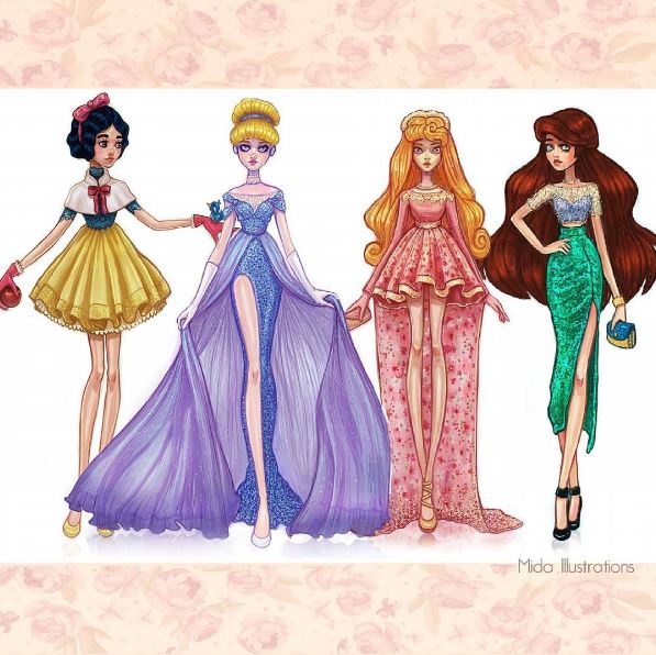 Artista faz versão das princesas da Disney em looks de red carpet