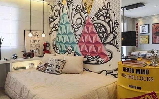 Decoração: grafite na parede do quarto pode, sim!