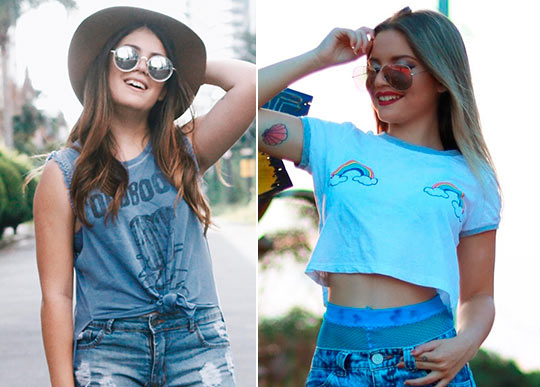 Desafio CH: bombe o look jeans + t-shirt com sandália metalizada