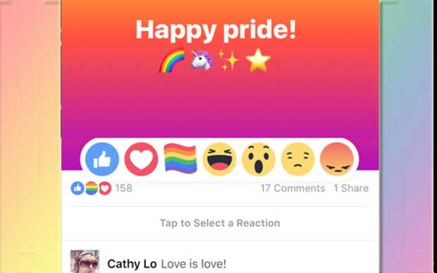 Facebook libera reações especiais para o mês do orgulho LGBTQ