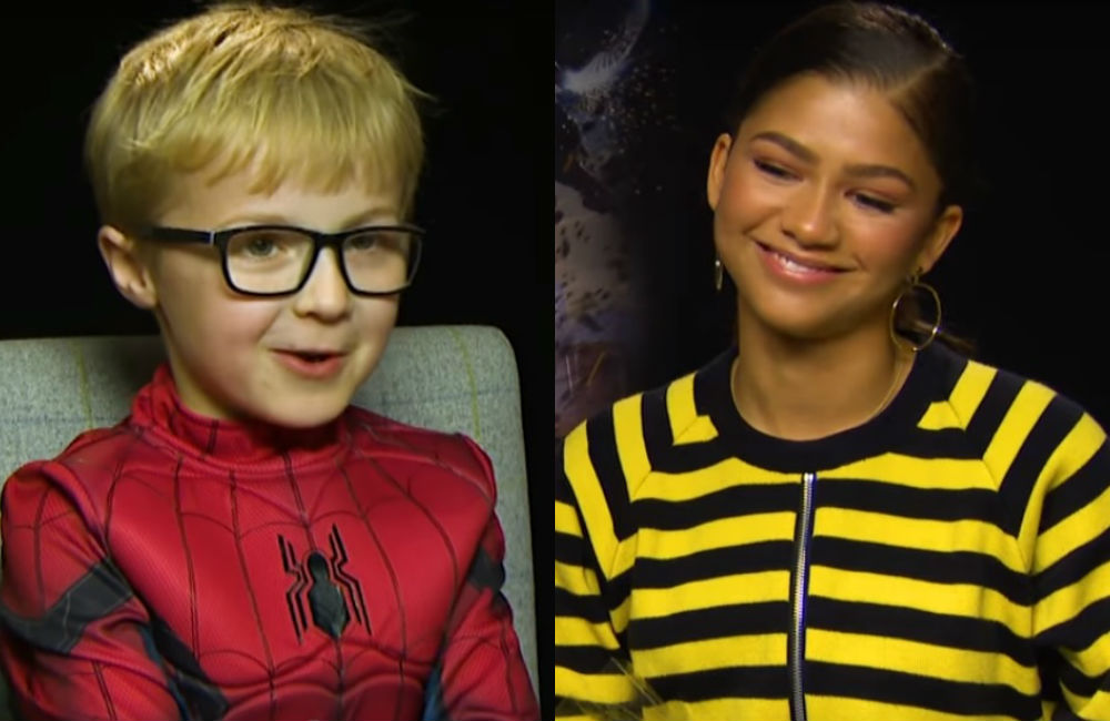 Fofo! Mini Homem-Aranha dá flores para Zendaya