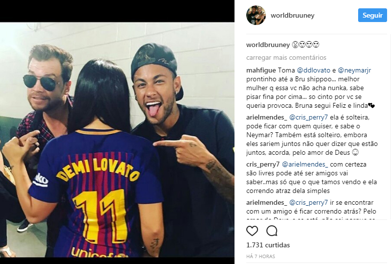 Bruna Marquezine curte foto de Demi Lovato com Neymar