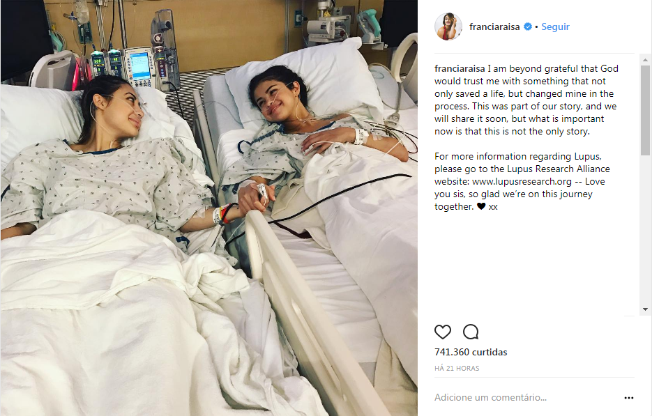 Selena Gomez sobre transplante: “meus rins estavam acabados”