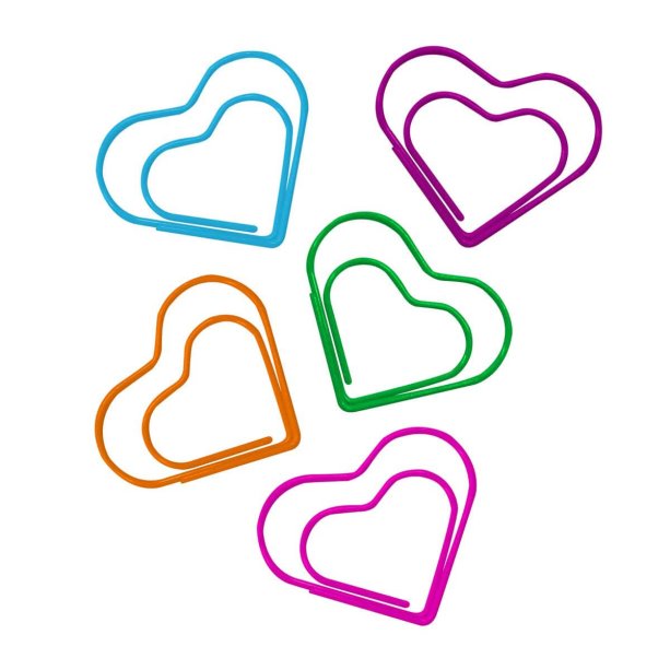 Clips Coração <a href="https://www.tilibraexpress.com.br/clips-coracao-cores-sortidas-20-unidades?utm_source=www.tilibra.com.br&utm_medium=referral&utm_campaign=Compre+Online">Tilibra</a> (R$ 15,90 com 20 unidades*).