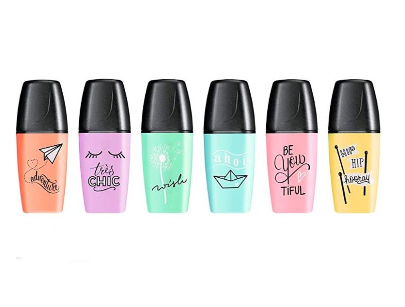 Marca Texto Boss Mini Pastellove, Stabilo na <a href="//www.amazon.com.br/gp/product/B07GX4JFJK/ref=s9_acsd_zwish_hd_bw_bIexmRv_c_x_w?pf_rd_m=A3RN7G7QC5MWSZ&pf_rd_s=merchandised-search-11&pf_rd_r=VHPZJ71BATKZVEK46RXR&pf_rd_t=101&pf_rd_p=81a9f3cd-eb06-5bae-977d-640fe22ead87&pf_rd_i=17095692011">Amazon.com</a> (R$ 45 o pacote com 6*).