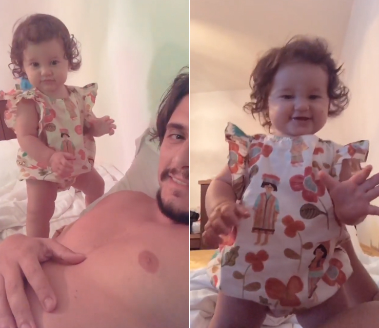 Fofura do dia: Bruno Gissoni mostra Madalena ficando em pé