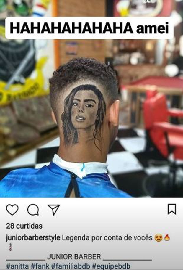 Barbeiro faz corte de cabelo inspirado em Anitta e ela aprova: “amei”