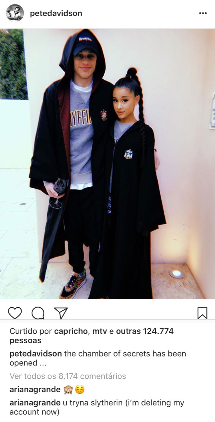 Casal e ainda potterheads! Ariana Grande e Pete Davidson confirmam namoro