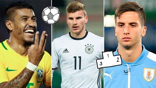 Paulinho, Werner e Bentancur, os possíveis grandes nomes da Copa do Mundo 2018. Paulinho, Werner e Bentancur, os possíveis grandes nomes da Copa do Mundo 2018.