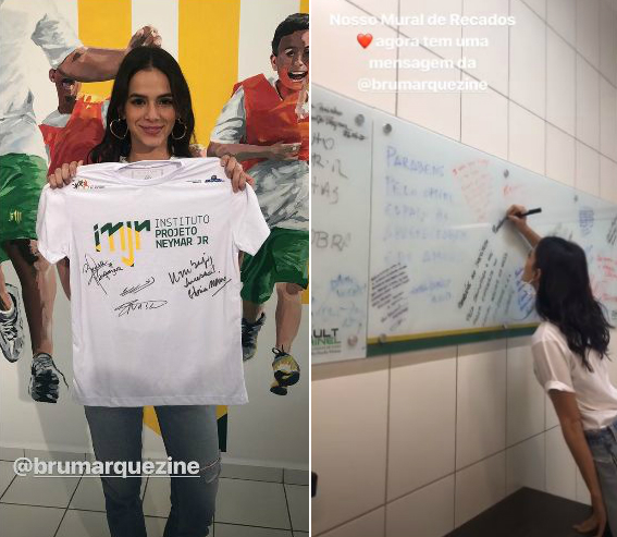 Bruna Marquezine fica encantada com estrutura do Instituto Neymar Jr