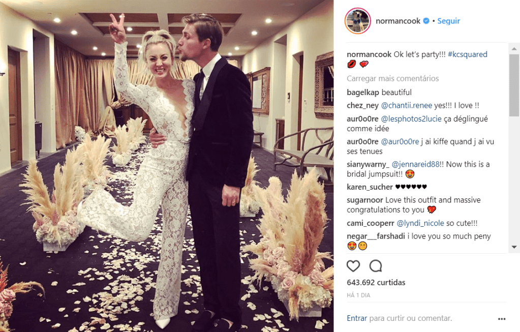 Kaley Cuoco, de The Big Bang Theory, usou dois looks em seu casamento