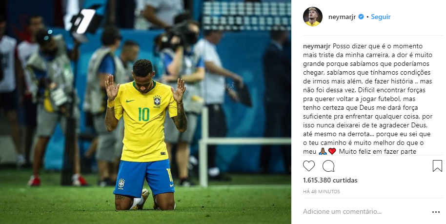 Neymar sobre derrota do Brasil: “momento mais triste da minha carreira”