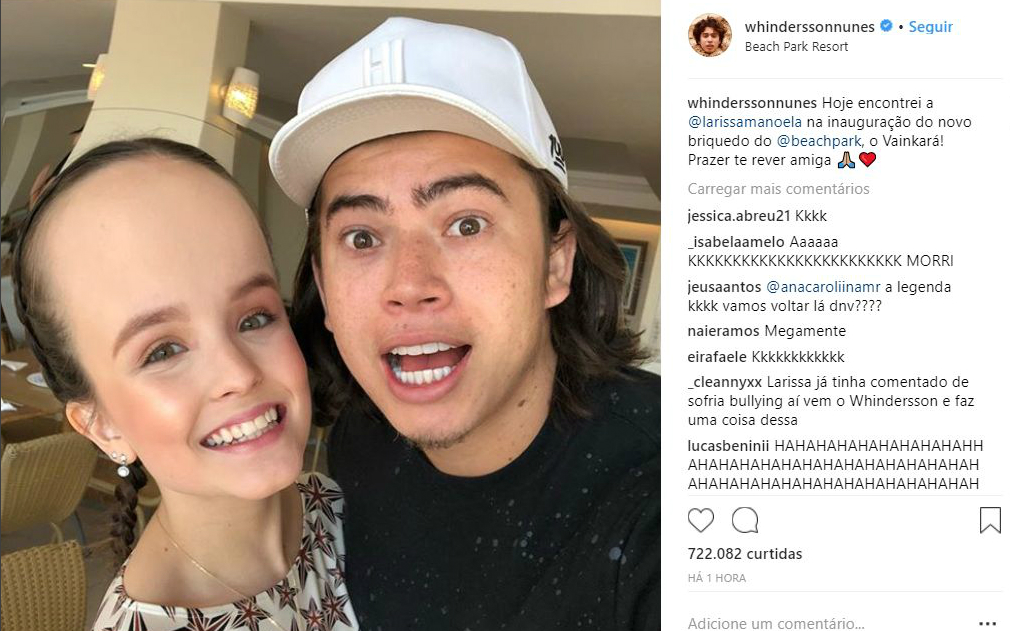 Larissa Manoela ~se vinga~ de Whindersson Nunes por post sobre sua testa
