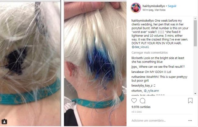mulher-pinta-o-cabelo-com-caneta mulher-pinta-o-cabelo-com-caneta