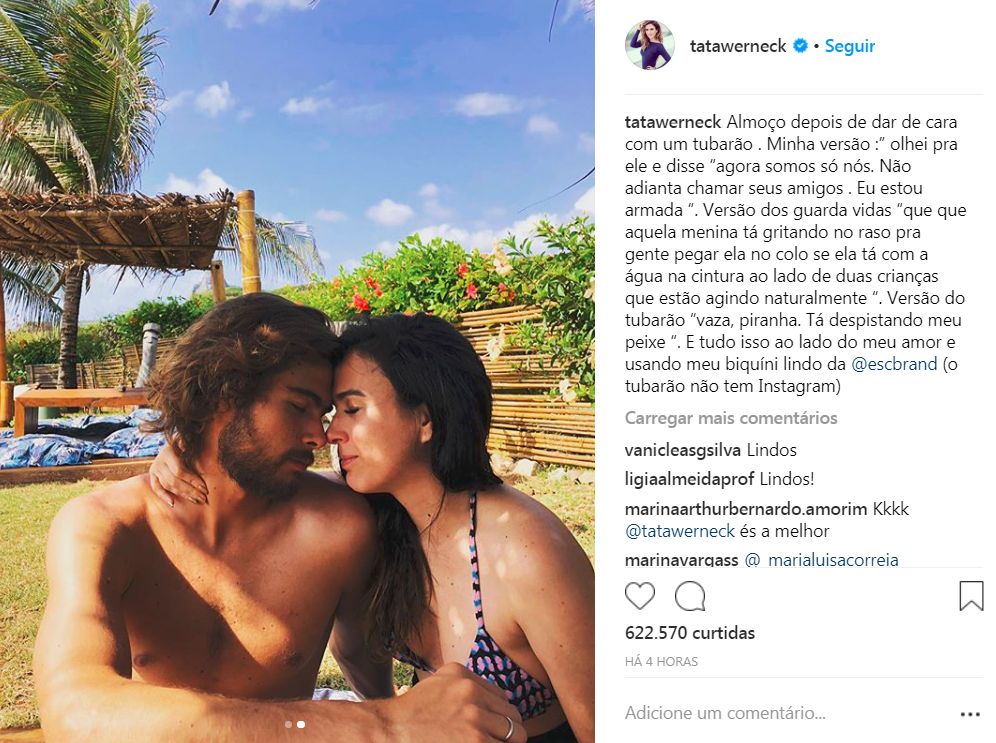 Tatá Werneck relata encontro com tubarão em Fernando de Noronha