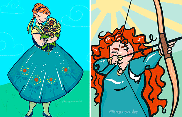 Que lindas! Artista cria representações plus size das Princesas da Disney