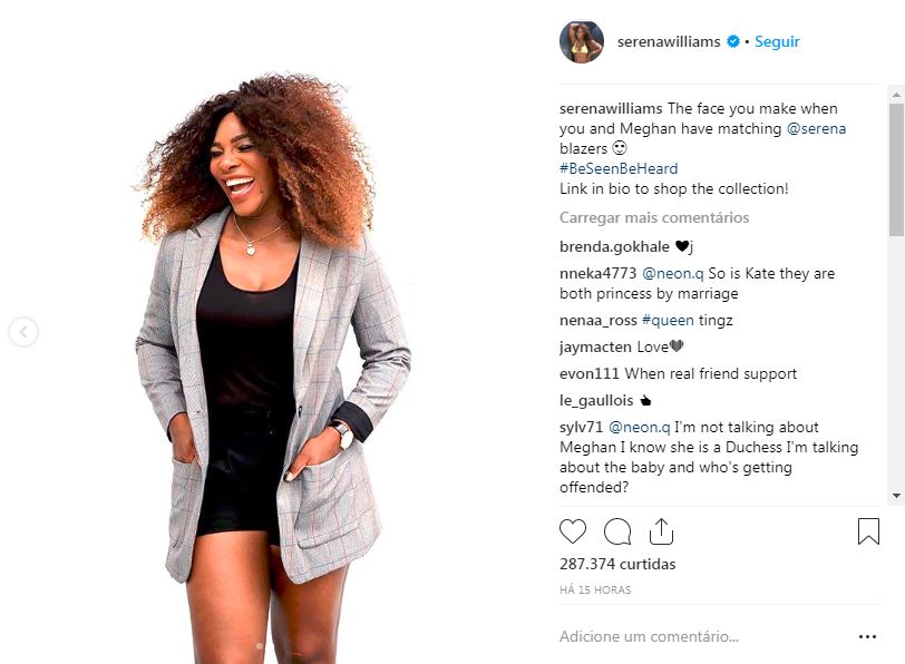 serena-williams-meghan-markle Foto postada no Instagram da Serena Williams.