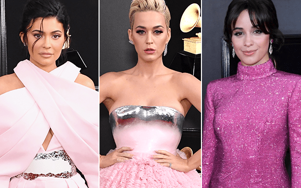 Rosa foi a cor preferida das famosas para os looks do Grammy 2019