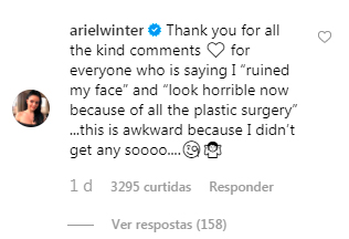 ariel-winter comentario de Ariel Winter no Instagram