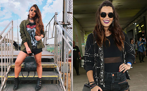 O visu rocker é outro que bomba nos shows! Mari Saad usou camiseta de banda e Giovanna Lancellotti apostou no look todo preto com batom escuro.