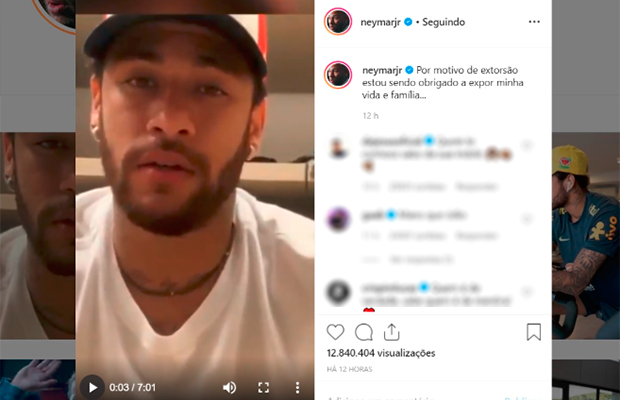 Instagram retira do ar vídeo de Neymar sobre estupro e expondo intimidade