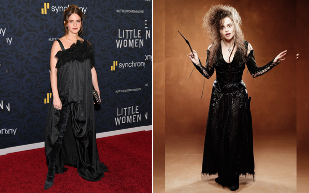 Emma Watson parece Bellatrix Lestrange neste look