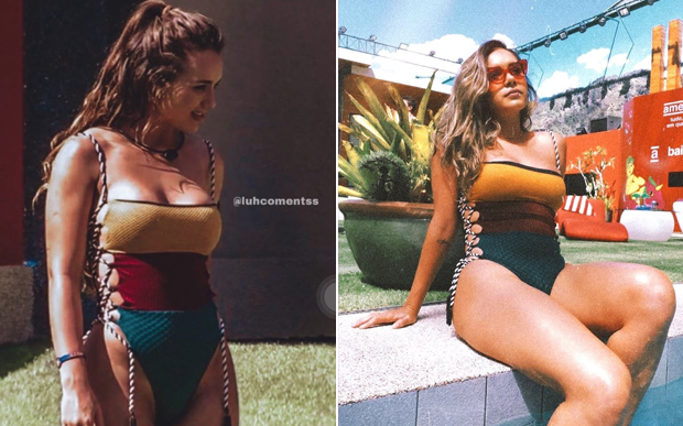 Rafa Kalimann e Gizelly usando maio listrado