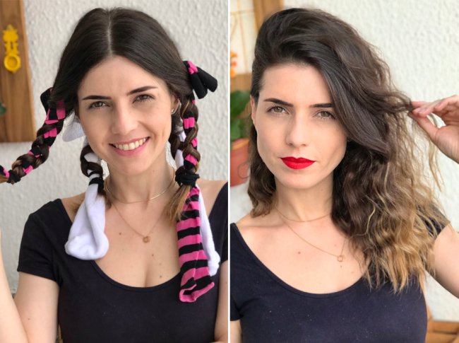 Desafio enrolar o cabelo com meia tiktok 2