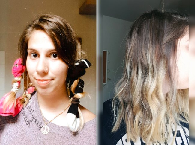 Desafio enrolar o cabelo com meia tiktok 5
