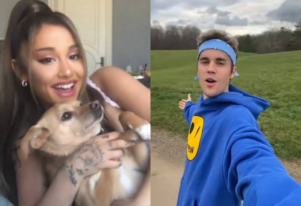 Bieber e Ariana Grande lançam hit e cantora surge com namorado no clipe