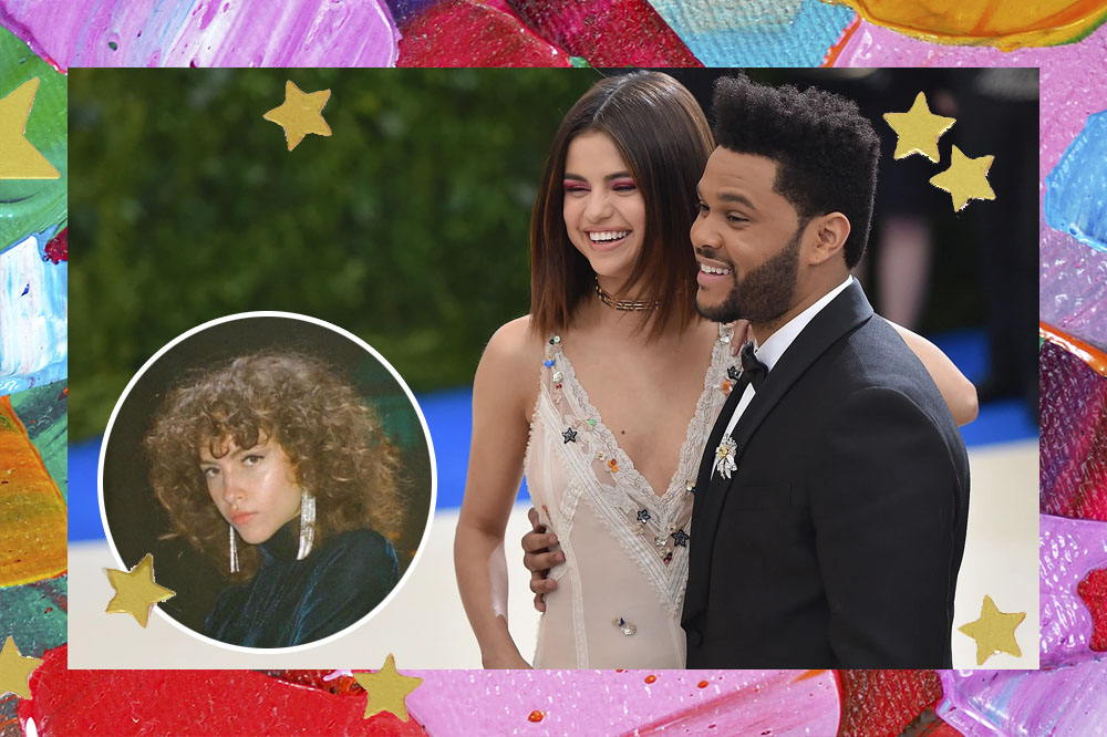 Selena Gomez e The Weeknd com uma colagem da modelo Bianca Rojas