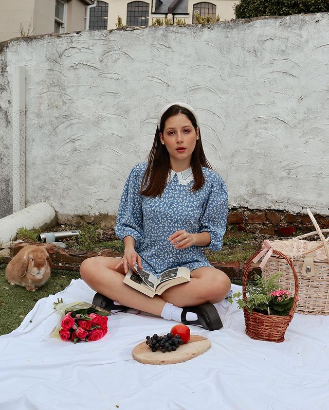 look-cottagecore-brunaqbarros Look cottagecore com vestido de mangas bufantes