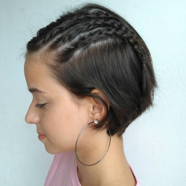 Inspiração de trança para cabelo curto