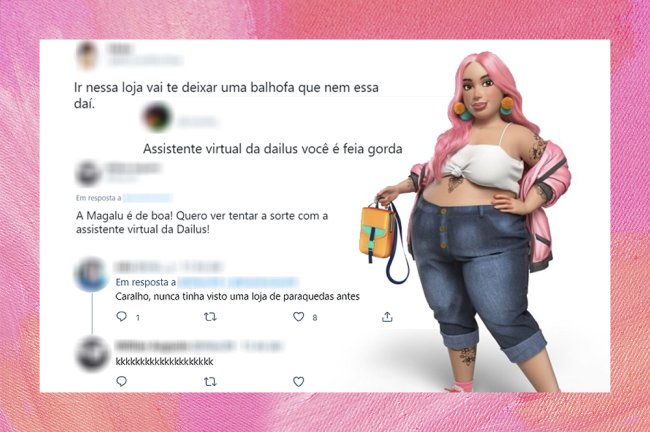 Uma lista com comentários gordofóbicos destinos à DAI, assistente virtual da Dailus