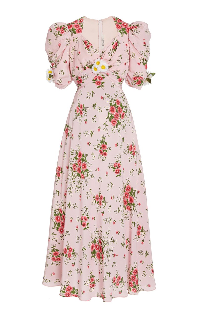 vestido-rodarte-kendall-jenner-selena-gomez-modaoperandi Vestido com estampa floral rosa da marca Rodarte que foi usado por Kendall Jenner e Selena Gomez