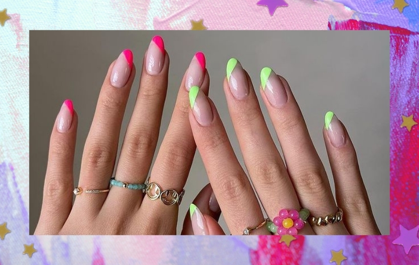 35 ideias de nail art com francesinha colorida para reproduzir agora mesmo