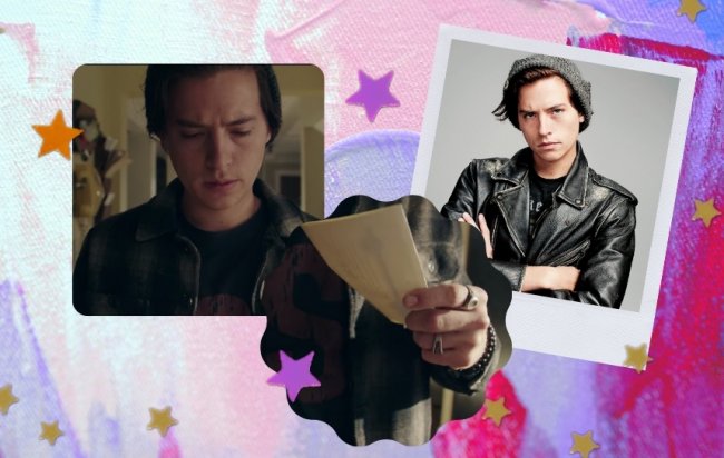 Jughead Jones de Riverdale Montagem com 3 fotos do personagem na primeira o personagem Jughead Jones olha para baixo, usando touca preta, camiseta preta e camisa xadrez escura; na segunda imagem o close é em sua mão cheia de aneis; na última aparece com os braços cruzados e uma expressão séria, braços cruzados, com a cabeça levemente inclinada.