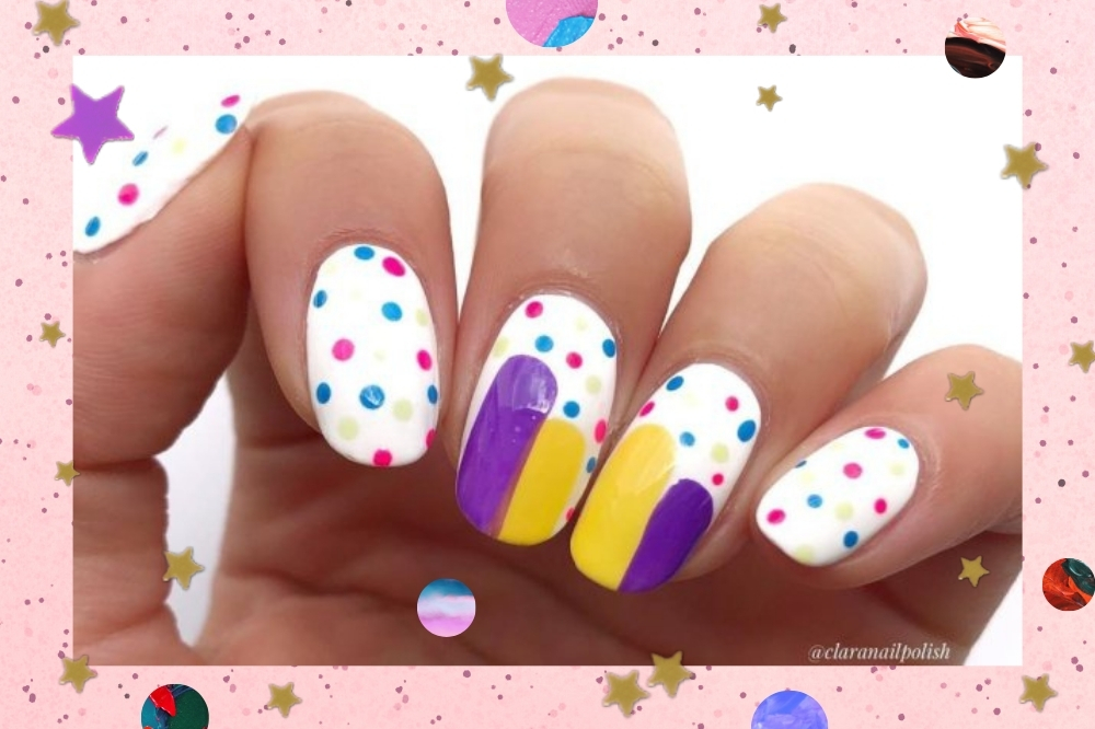 Inspiração de nail art com bolinhas