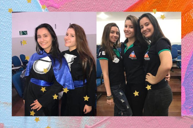 escola Colagem com duas imagens de estudantes do ensino médio