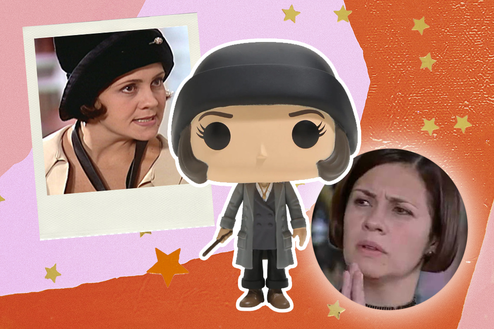 Fotos da personagem Catarina, de O Cravo e a Rosa, e do funko da Tina, de Animais Fantásticos