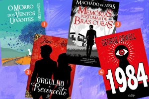 Montagem com livros clássicos que estão em promoção na Amazon