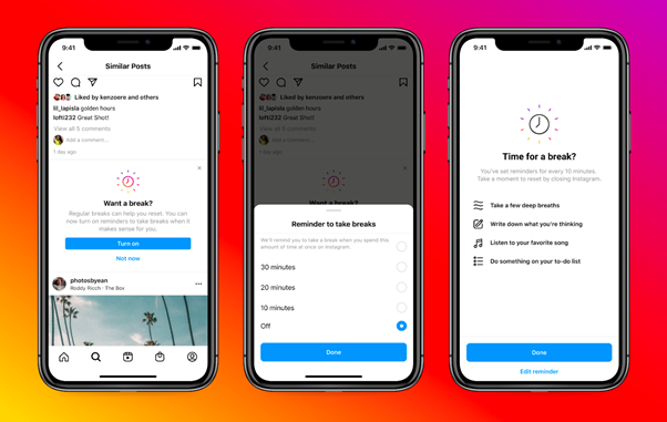 Imagem da nova ferramenta do Instagram chamada Take a Break