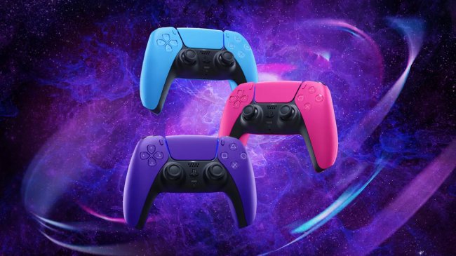 PlayStation 5 anuncia console nas cores rosa, azul e vermelho; veja fotos Imagens dos controles coloridos do PS5, nas cores roxo, azul e rosa