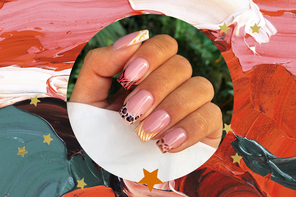 24 ideias de unhas francesinhas com animal print para se inspirar