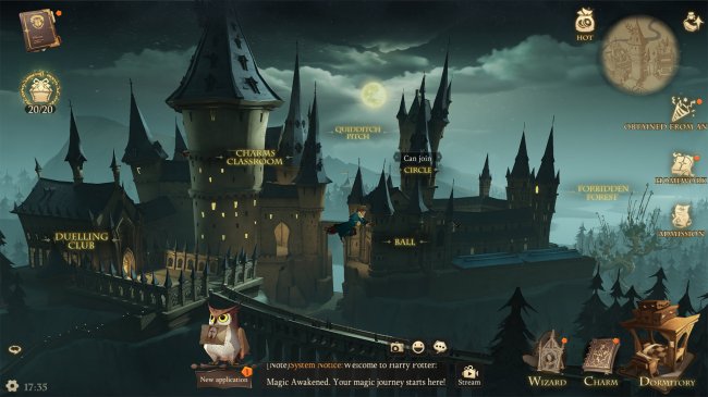MasterTheMagic_A Imagem de divulgação do game Harry Potter: Desperta a Magia. Nela, é possível ver Hogwarts à noite