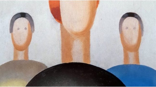 Segurança de museu desenha com canetinha olhos em quadro de R$ 5 milhões Foto do quadro Three Fugures. Ele tem três pessoas desenhadas, sem feições no rosto. Olhos foram feitos usando canetinha.