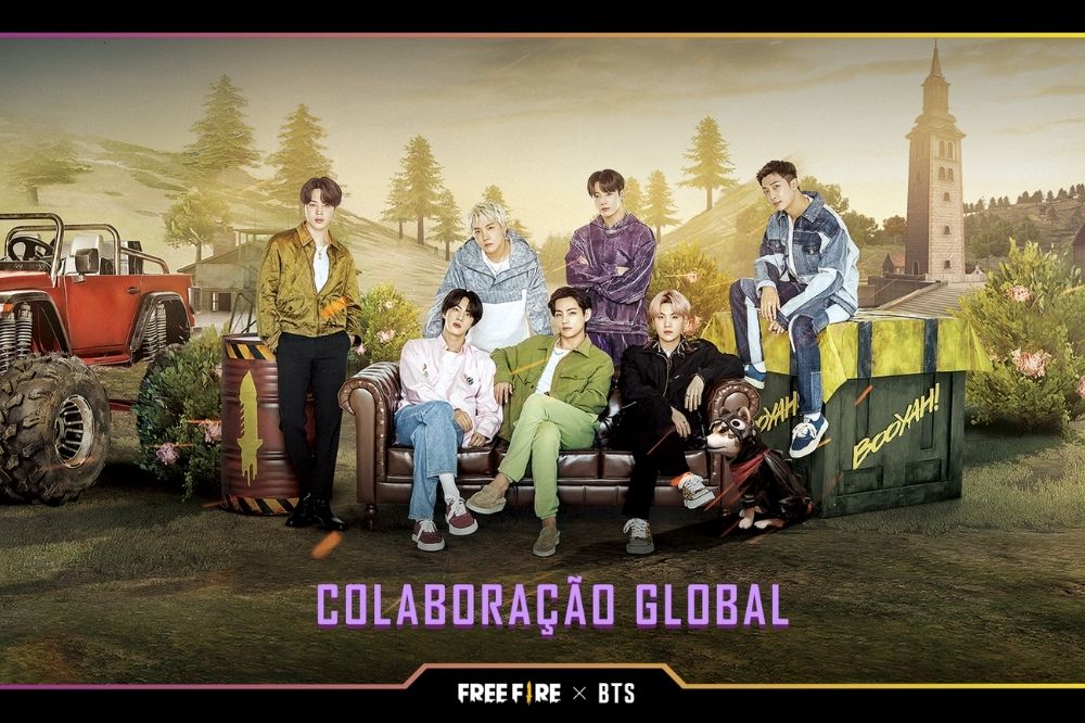 Foto do BTS para parceria com o Free Fire.